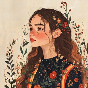 花漾少女的浪漫侧颜