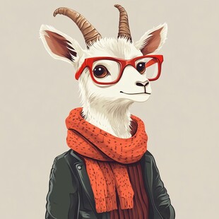 时尚山羊卡通形象