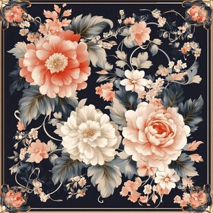 复古花卉图案精美装饰画