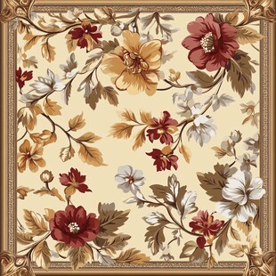 复古花卉图案地毯设计图