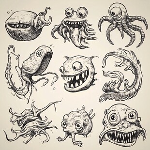 手绘搞怪外星生物插画集