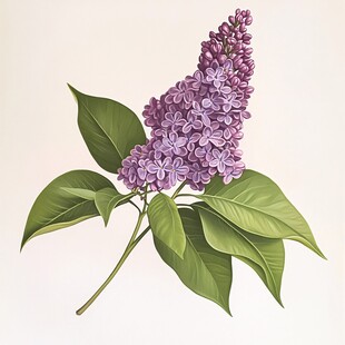 紫色丁香花插画