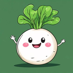 可爱卡通白萝卜张开双臂