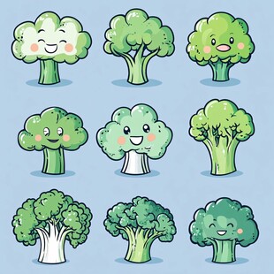 可爱西兰花卡通形象集合