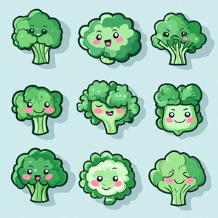 可爱西兰花卡通表情集合