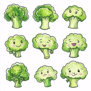 可爱西兰花卡通形象集合