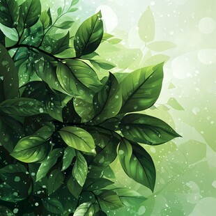 清新绿叶背景插画
