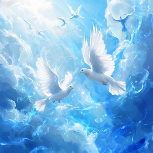 蓝天白鸽 自由灵动的图景