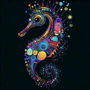 绚丽多彩海马图案设计