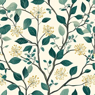 花卉枝叶无缝图案设计