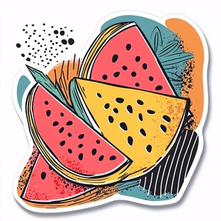 夏日西瓜插画贴纸
