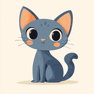 可爱蓝猫插画
