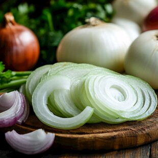 新鲜洋葱切片及整颗洋葱