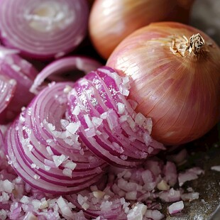 紫皮洋葱切片及整颗展示