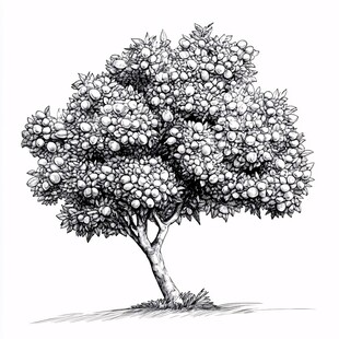 硕果累累的果树手绘插画