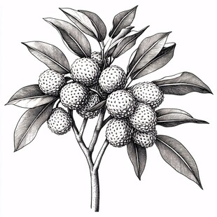 荔枝手绘插画图