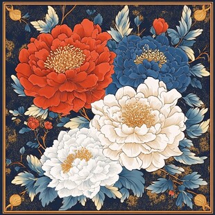 古典牡丹花卉图案装饰画