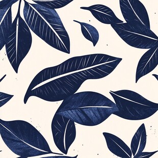 蓝叶简约图案纹理设计