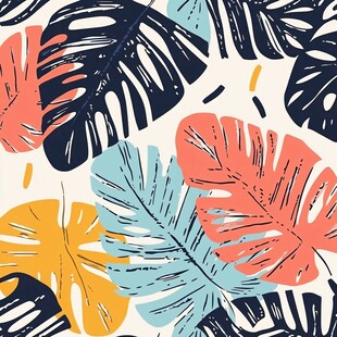 热带风情叶片图案设计