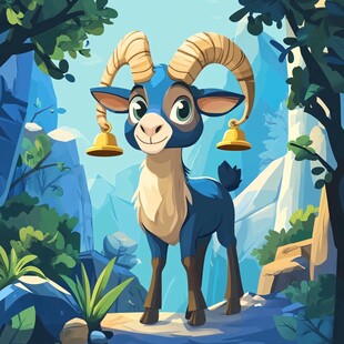 铃铛山羊漫步奇幻山林