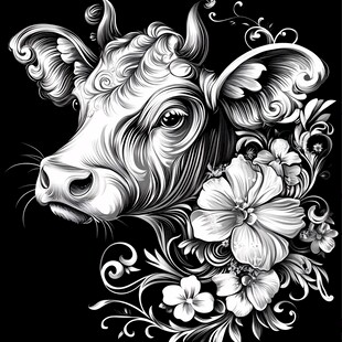 牛首花卉艺术插画