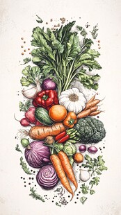 手绘缤纷蔬菜组合图