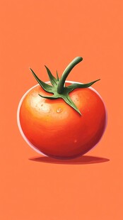 鲜红饱满的单个番茄