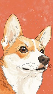 可爱柯基头像插画