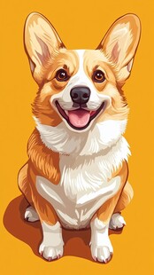 可爱柯基犬插画