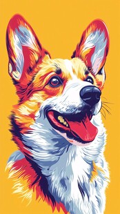 色彩斑斓的可爱柯基犬