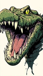 咆哮的鳄鱼头插画