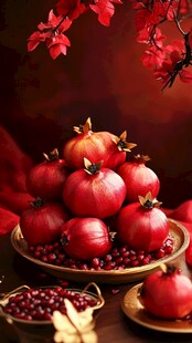 红石榴堆叠的秋日氛围感