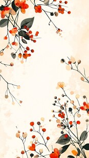 中式手绘花卉边框图案