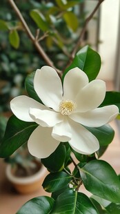 洁白玉兰花绽放枝头