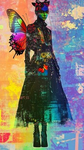 梦幻蝴蝶少女艺术插画