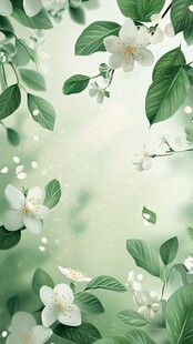清新茉莉花叶背景图