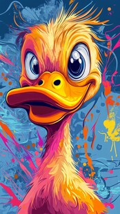 卡通萌鸭 色彩斑斓的艺术形象