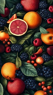 缤纷多彩的新鲜水果组合