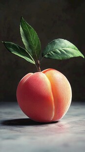 鲜润蜜桃 绿叶相伴
