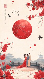 古风月下情侣浪漫相依