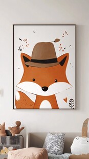 可爱戴帽狐狸装饰画