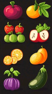 新鲜果蔬插画集合