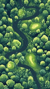 蜿蜒绿径穿梭茂密森林