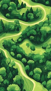 蜿蜒绿径穿行葱郁森林