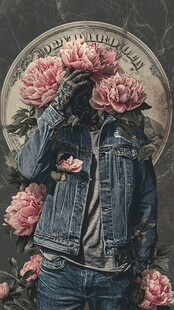 牛仔装束与繁花的神秘形象