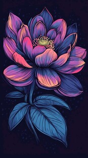 梦幻渐变莲花插画