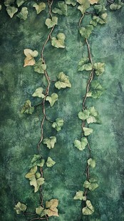 翠绿藤蔓攀附斑驳墙面