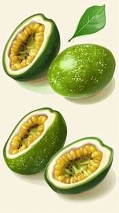 青绿色切开的奇异果插画