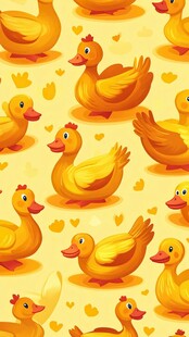 可爱小黄鸭爱心图案背景