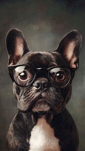 戴眼镜的法斗萌态十足